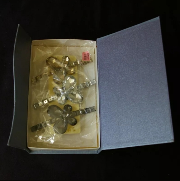 3 Butterfly Barrettes Plastic Rhinestones 4" - Picture 2 of 8